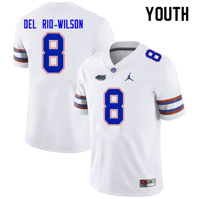 Youth NCAA Florida Gators Carlos Del Rio-Wilson #8 Stitched Authentic Nike White College Football Jersey EIE4265DG